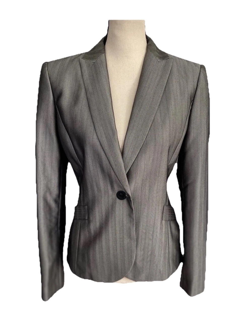 Calvin Klein Silver Gray Single-Button Women’s Blazer Suit Jacket Size 6